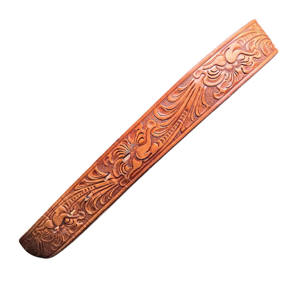 Tony Lama | Tobacco Brown Tooled Leather Belt Strap Western Size 24